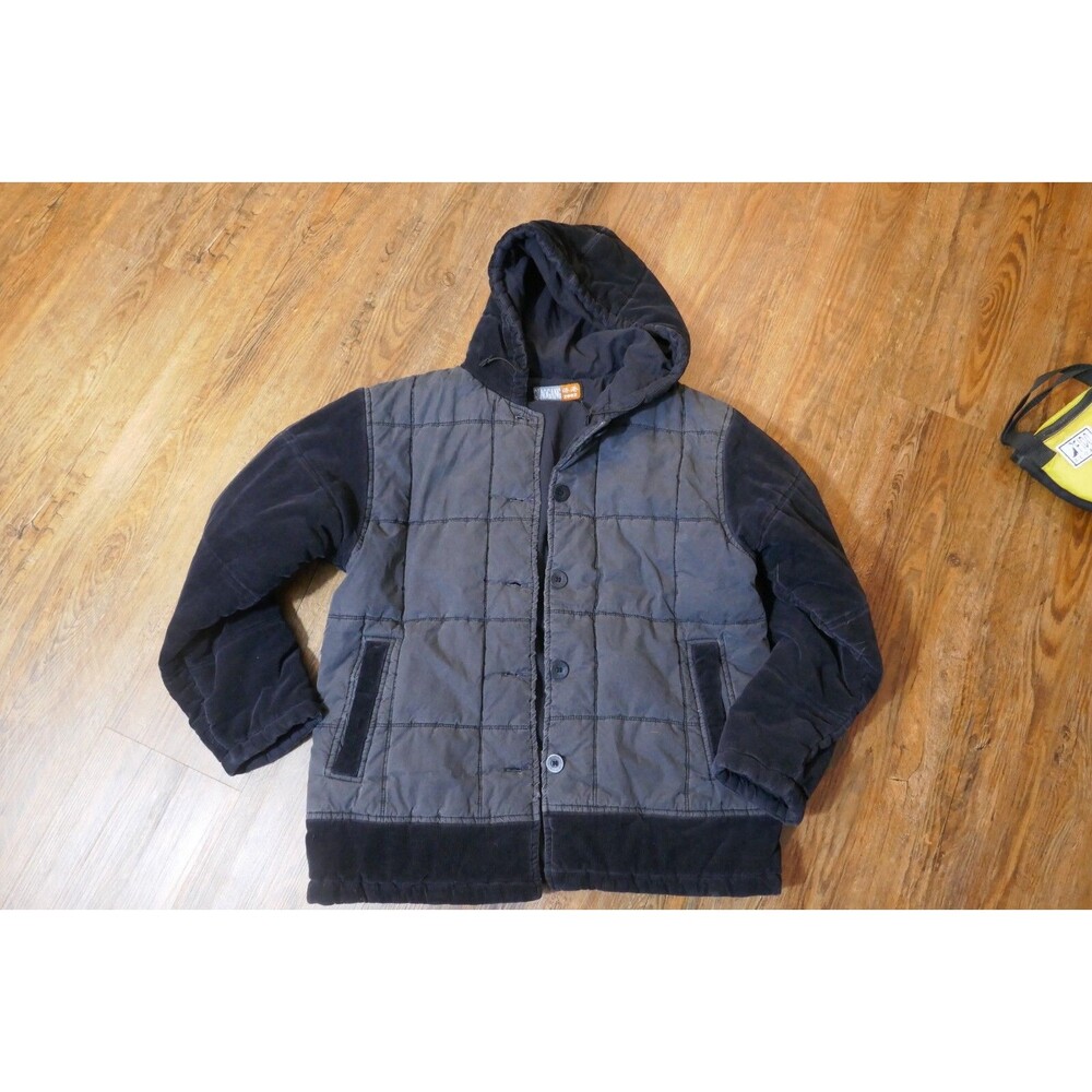 qiao gang jacket men size L slim fit bomber jacket full zip black lined hooded